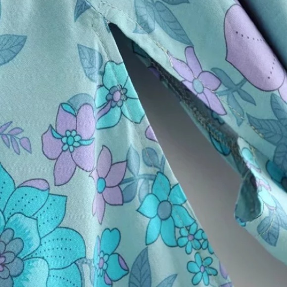 SOLD OUT Boho Floral Blue & Purple Maxi Kimono Duster - Picture 4 of 4